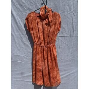 Michael Kors Orange Abstract Swirls Elastic Waist/Belt Dress Size M GORGEOUS! 🔥